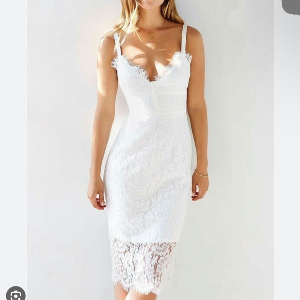 Keepsake Interlude Lace Midi Bodycon Dress